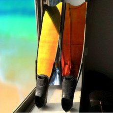 오리발 롱핀스티커 수영 튜닝 방수 글리터 시트지 반사, 미러 메탈릭 플레임 오렌지