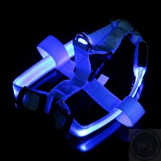 산책용품 야간 외출용 LED 강아지 하네스 가슴줄 S 블루