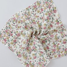 이중 더블 요루 거즈 가제 순면 사각 손수건 스카프빕 대형 42x42cm, [요루] 로지 플라워, 1개, 1개입