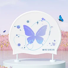 여성용 나비 프린트 수영 모자 실리콘 긴 머리 귀 보호 성인 대형 사이즈, 03 2