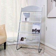 책꽂이 신문 잡지 수납 진열대 매거진 팜플렛 책장, 1단, 장미레드 곡선 63 3단