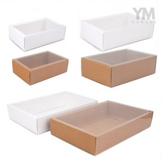 YM 투명 슬라이드 선물박스 기프트박스, 브라운 - 11x8