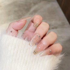 柔光鎏金手工美甲穿戴甲指甲貼片, 1個, HNP239-XS碼(實品拍攝)