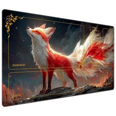 DEGDFSGR MTG 플레이매트용 존 61 x 35.6cm(24 14인치) TCG 미끄럼 방지 고무 베이스 커맨더 플레이 매트 매트 이오르카나 트레이딩 카드 게임용 사랑스러, 귀여운 빨간색과 흰색 여우