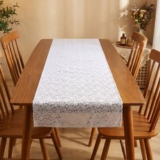 거실장덮개 협탁보 미니식탁보 서랍장커버 레이스테이블보미니, 장미-화이트, 장미(화이트), 1개, 50*180cm