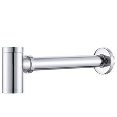 全銅仿古入牆式P管排水管：防臭防蟲、金色/黑色、適用於臉盆洗手檯, 銀色