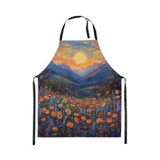 Castle Fairy 보헤미안 플라워 셰프 앞치마 이국적인 꽃무늬 앞치마 78.7cm x 66cm31인치 26인치 레트로 러스틱 스타일 주방 요리 베이킹 페인팅 원예, 옐로우