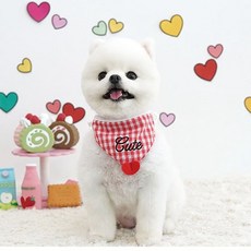 도모아 머플러 보타이 타이 하트 턱받이 스카프 강아지