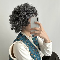 디아브 촌캉스 할머니 가발 할미 할매 노인 분장, 1개, 묶음머리