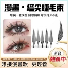 漫畫款塔尖睫毛8-15mm束狀羽毛睫毛快速嫁接免做塔尖十分鐘完成漫畫眼妝, 1個, D mix