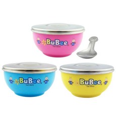 寶石牌 316不鏽鋼豆豆隔熱兒童碗 附蓋匙 （單入/三入組）, 316藍色(ST蓋), 1個, 隔熱兒童碗附蓋