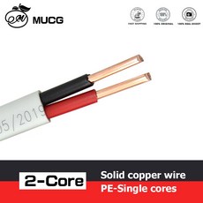 2 코어 3C 플랫 시스 구리 와이어 솔리드 싱글 코어 블랙 레드 전기 케이블 전원 배선 10AWG 12AWG 14AWG 16AWG 10 12 14 16 AWG, 2Core-Black and Red, 12 AWG, 1m