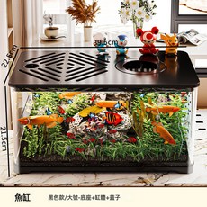 魚缸水族箱生態桌面金魚缸懶人塑料透明陽臺客廳造景缸中小型家用, 1個, 如圖