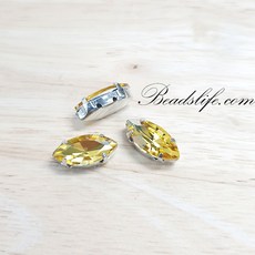 뽀트 모양 글라스 캡보석 백금도금, 시트린, 7-15mm(30개), 1개