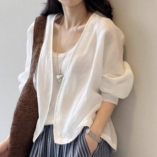 여름 오버핏 린넨 루즈핏 자켓 셔츠형 가디건