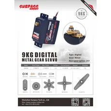 SURPASS HOBBY 고 토크 디지털 서보 9g 17g 25g 6kg 9kg 15kg 20kg 메탈 기어 1/8 1/10 RC 자동차 보트 비, 07 9KG S0900M