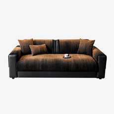 직선형 소파 쿠션 커버 사계절용 가죽 미끄럼방지 인테리어용 방석커버, 1개, 불규칙한 모양의 실 - 카키