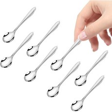 미니 커피 스푼 8개 세트 스테인리스 스틸 귀여운 작은 향신료 견고한 에스프레소 및 다용도 차 디저트용 식기세척기 사용 가능 현대적 디자인