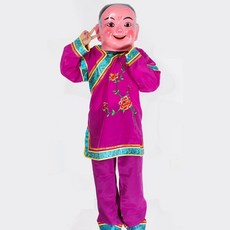 台灣發貨 塑料大頭娃娃頭套面具 小男孩小女孩秧歌舞龍舞獅演出喜慶道具, 1個, 塑料老奶奶頭盔+衣服