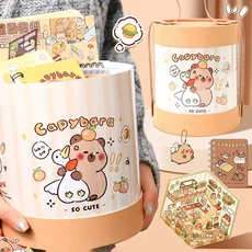 Capybara 편지지 세트 연필 케이스 펜 클립 눈금자 스티커 메모 학생 다시 학교로 선물, A6