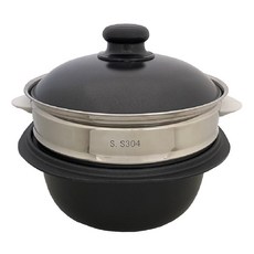 派樂 遠紅外線備長炭養生鍋 蒸鍋組 附304不鏽鋼蒸籠 海鮮塔蒸煮鍋 煎炒滷燉煲湯鍋 鈦合金超導熱不沾鍋, 梅花鍋22cm1組+304蒸籠配件2個