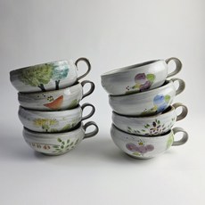 토다원 전통 거친 도자기 대추 한방차 쌍화차 잔 300ml 분청 찻잔, 나무