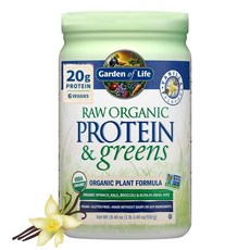 Garden of Life Raw Protein Green 단백질 파우더 쉐이크 550g 20회 분량 / 바닐라 여성 남성 완두콩 채소 프로바이오틱스 유제품 프리 글루텐 저탄수