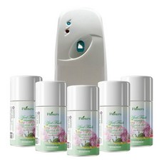 ( 분사기 + 방향제 X 5개 세트 ) 아로마에어 자동분사기 리필 향캔, 분사기 1개 + 에이프릴프레쉬 (향캔 5개), 1세트, 280ml