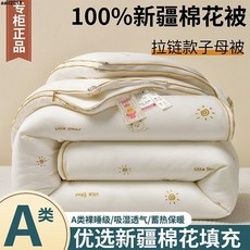 暖暖被冬被被胎雙人被單人被加厚棉被新疆棉花被子母被二合一拉鍊款春秋被冬被加厚保暖棉被芯宿舍, 陽光熊-灰【100%新疆棉花A類抗菌】，200x230cm【8斤】雙人冬被
