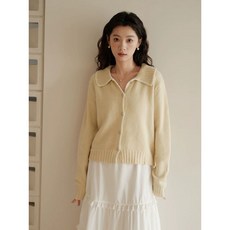카라넥 하트 단추 베이비블루 하트단추가디건 데일리 예쁜, D. 거위알 노른자
