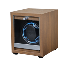 自動上鍊盒 立式搖錶器 胡桃木單錶位開蓋停氣氛燈 搖錶機