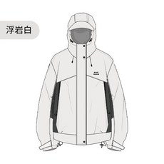 RAINFREE M 連帽衝鋒衣 防水防風透氣情侶外套, 浮岩白, 1個