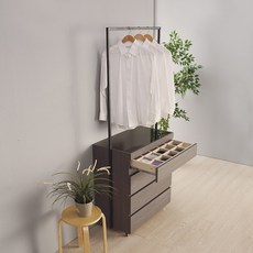 케이컴퍼니 심플비 링텐스틸행거800x1870 (4서랍옷장) 악세사리 아일랜드수납장, 오크브라운
