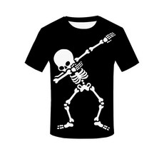 【台灣發貨】萬聖骷髏印刷T恤 大人變裝骷髏印刷上衣 萬聖節服裝