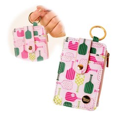 [ 1066068 ] 여성용 키체인 지갑 핑크 피클볼 및 카드 홀더 키링 액세서리 핸즈프리 머니 동전 파우치 골드 지퍼 포함 그린 슬림