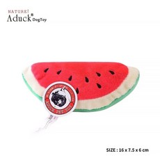Aduck 狗發聲玩具 動物造型耐咬磨牙, 1個, 磨牙發聲玩具-切片西瓜,顏色/款式 隨機出貨, 顏色/款式 隨機出貨
