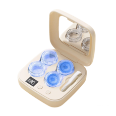 DelightZone 렌즈 세척기 렌즈 케이스 초음파 스마트 무선 UV살균 렌즈 세척기, 화이트, 1개