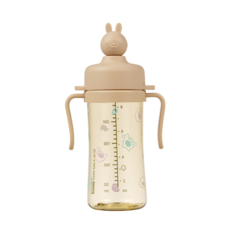 베베픽 실리콘 래빗 토퍼 PPSU 토퍼 빨대컵, 베이지, 1개, 250ml