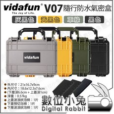 Vidafun V07 隨行抗撞防水氣密收納盒 (灰黑/黃黑/軍綠/黑色) - 數位小兔, 灰黑, 1個