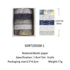 5pcs 스트라이프 그리드 기본 솔리드 컬러 종이 Washi 강력 접착 테이프 DIY Scrapbooking 스티커 라벨 데코 마스킹 216223, SDRT250308-1