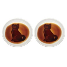 ARTHA 그림이 나타나는 간장 종지 강아지, 2개, 떼쓰는 모습