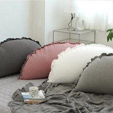 포근한 반달 프릴 피그먼트 순면 줄누빔 쿠션, 반달프릴등쿠션(커버만), 그레이