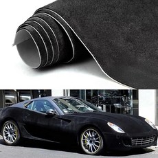 XhuangTech 프리미엄 블랙 스웨이드 원단 랩 - 자체 접착 극세사 및 합성 가죽 DIY 스트레치 필름 스티커 데칼 시트 자동차 가구 실내 장식용(20.3cm x 1