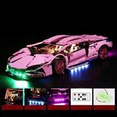핑크 람보르기니 스포츠카 rc카 레고호환블럭 리모콘 조명 파워펑션, 디자인A 조명 듀얼 리모콘 버전, 1개