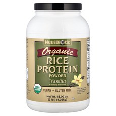 NutriBiotic 뉴트리바이오틱 유기농 쌀 단백질 파우더 바닐라 1.36kg 프로틴 단백질보충제, 1