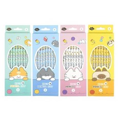 핑크풋 2000 냥냥 연필 B 4종 x 8개 세트, 혼합색상, 32개