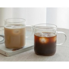 애스크제이 내열 유리 머그컵 300ml, 2개