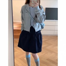 Yellwel 여름 반신 스커트 여대생 스타일 슬림 핏 하이웨스트 DJP