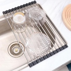 무지스 1+1 스텐 롤 식기건조대, 2개, 블랙