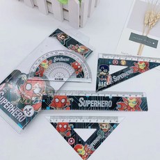 量角器4件組 文具組 尺 量角器 三角板 生日分享禮 卡通文具 獎勵品 兒童節禮物, 1個, 蜘蛛人